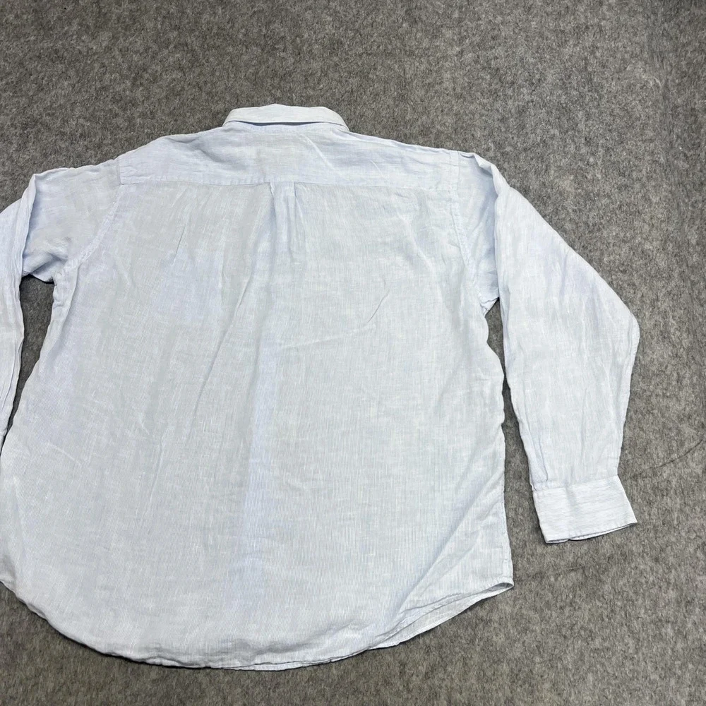 Vineyard Vines Shirt Mens XL Light Blue Striped Classic Tucker Linen Button Down